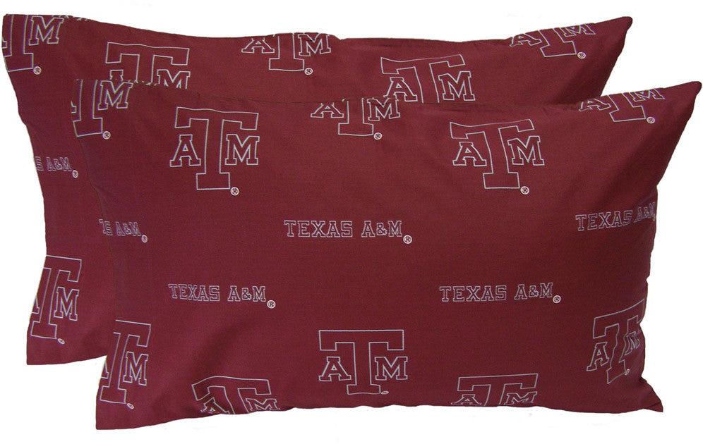 Texas A&m Printed Pillow Case - (set Of 2) - Solid - Tampcstpr By College Covers