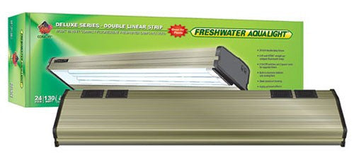 Coralife Freshwater Aqualight Double Linear Strip Compact Fluorescent Fixture, 2x65 Watt, 24 Inch (53112)