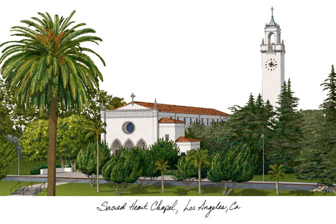 Loyola Marymount Campus Images Lithograph Print