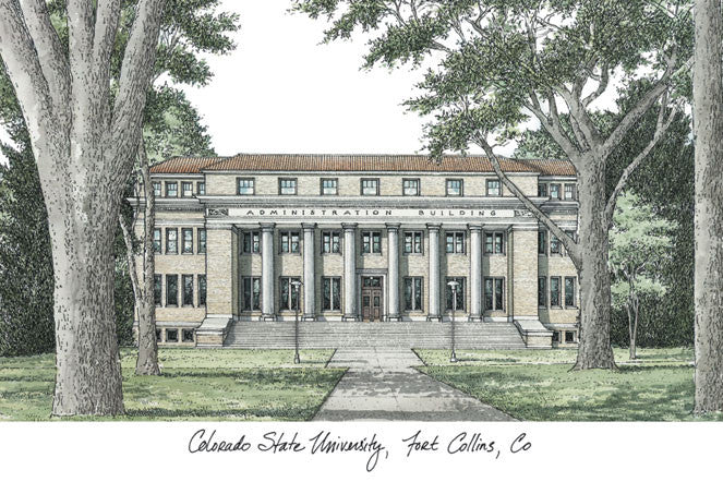Colorado State University Campus Images Lithograph Print