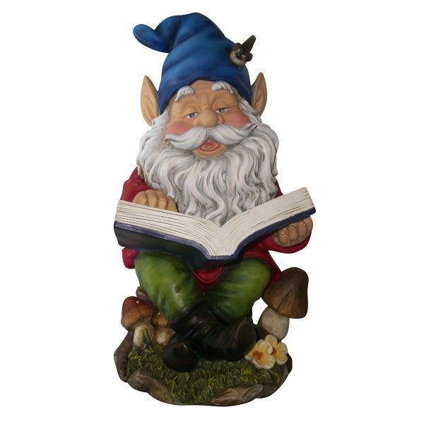 Alpine Wac206 Gnome Reading Book Statuary