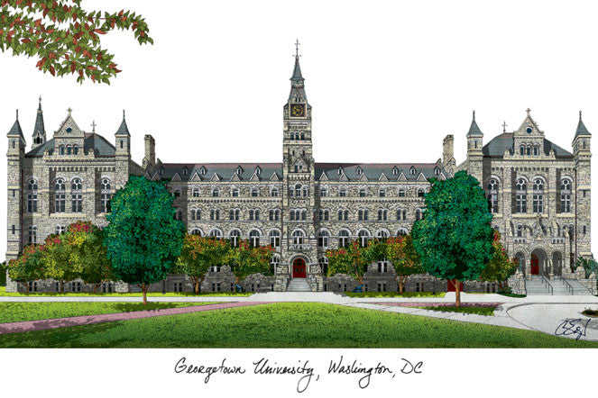 Georgetown University Campus Images Lithograph Print