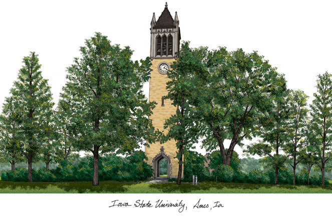 Iowa State University Campus Images Lithograph Print