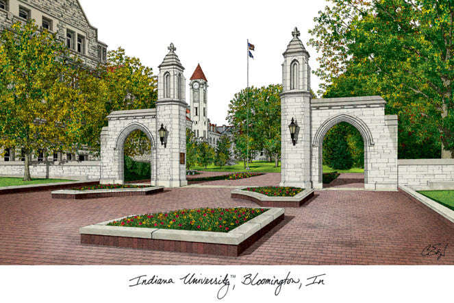 Indiana University, Bloomington Campus Images Lithograph Print