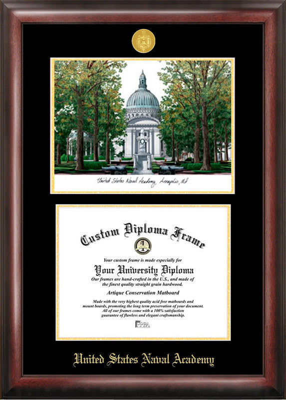 Mit Gold Embossed Diploma Frame With Campus Images Lithograph