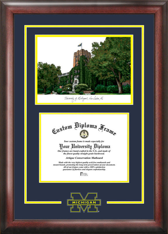 University Of Michigan Spirit Graduate Frame With Campus Image