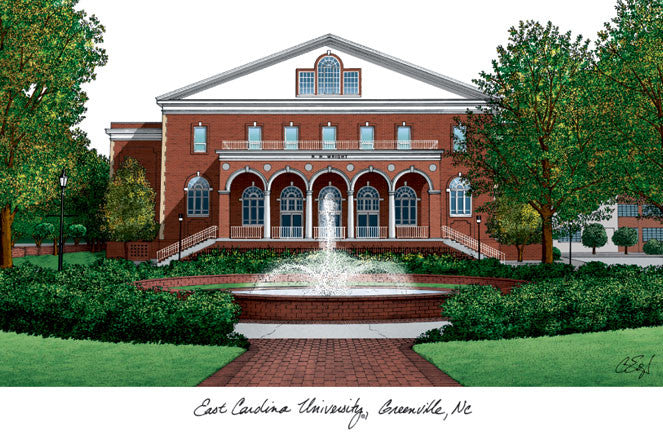 East Carolina University Campus Images Lithograph Print