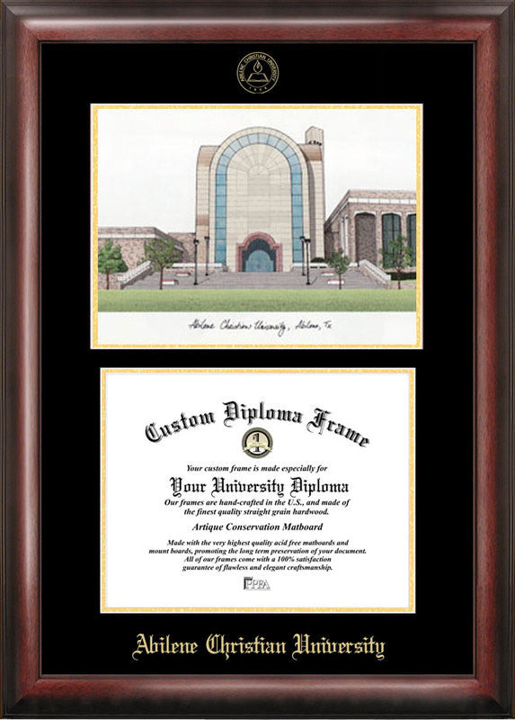 Lamar University Gold Embossed Diploma Frame With Campus Images Lithograph
