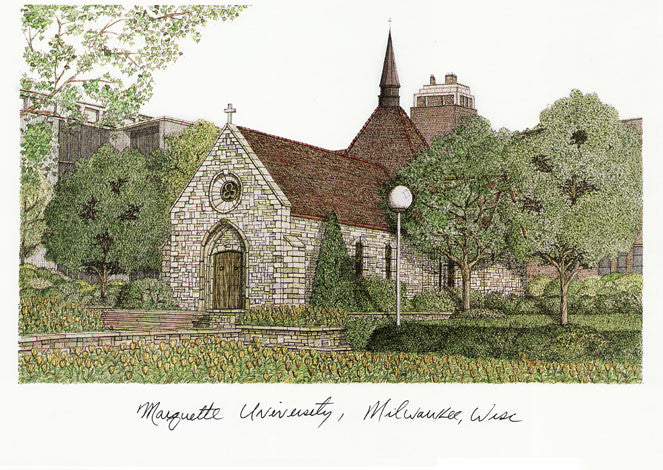 Marquette University Campus Images Lithograph Print