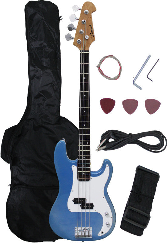 Crescent Direct Eb46-bcm 46 Inch Blue Chrome Metallic Premium Electric Bass Guitar