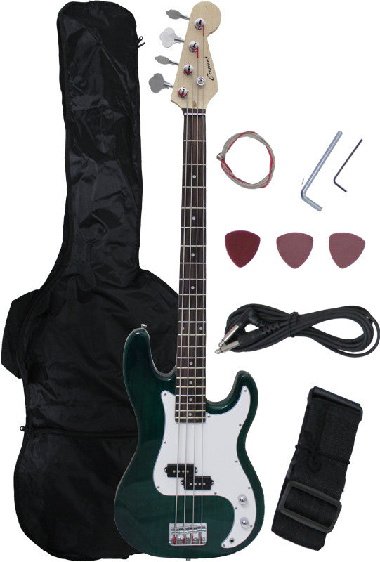 Crescent Direct Eb46-tg 46 Inch Transparent Green Premium Electric Bass Guitar