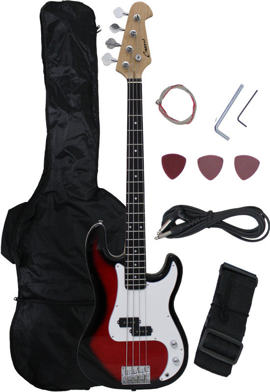 Crescent Direct Eb46-tr 46 Inch Transparent Red Premium Electric Bass Guitar