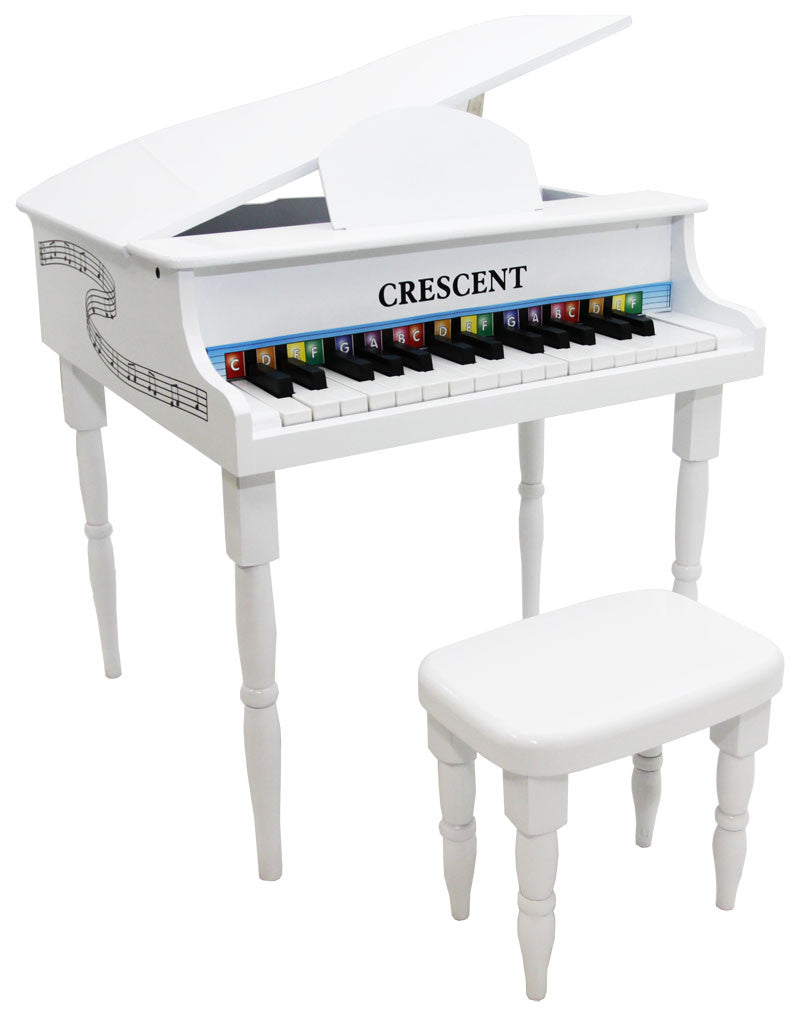 Crescent Direct Kgp-wt 30 Keys White Toy Grand Piano With Bench