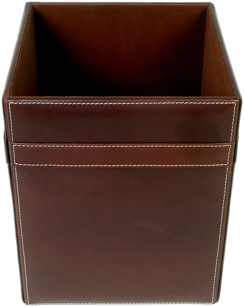 Rustic Leather Square Waste Basket A3203 By Decasso
