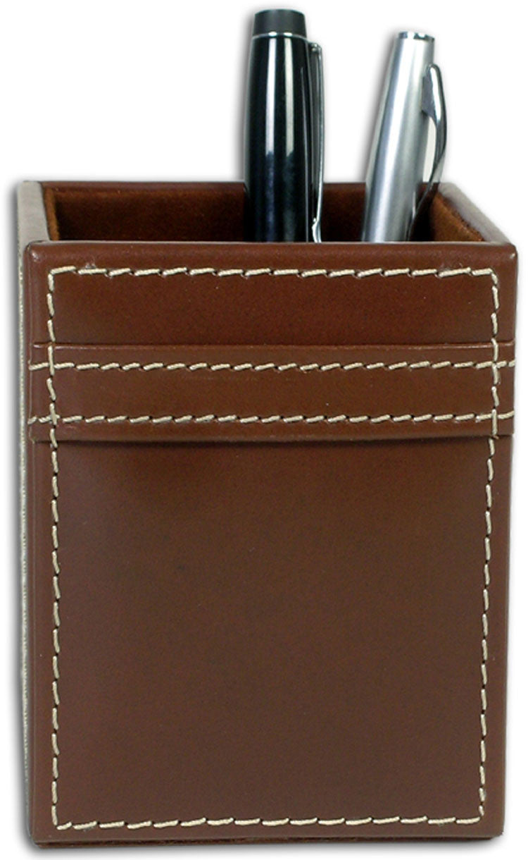Rustic Leather Pencil Cup A3210 By Decasso