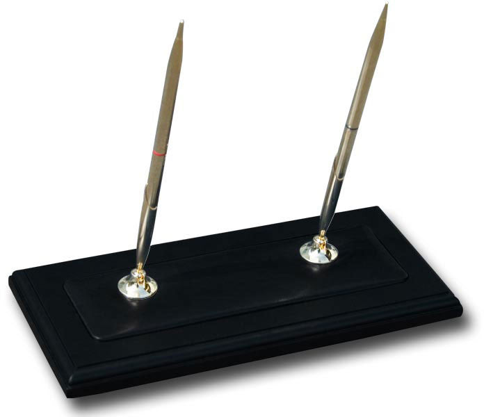 Wood & Leather Double Pen Stand A8204 By Decasso