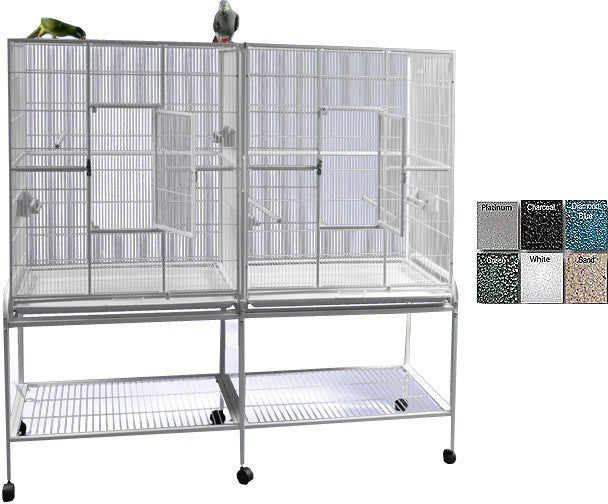 A&e Cage 6421 White 64"x21" Double Flight Cage With Divider