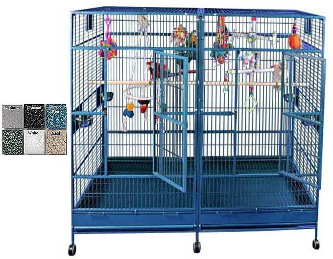 A&e Cage 8040fl Black 80"x40" Double Macaw Cage With Divider