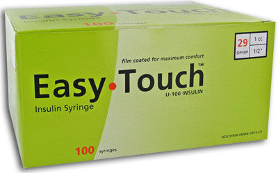 Easytouch Insulin Syringe U-100, 1cc 29gax1/2", 100 Count