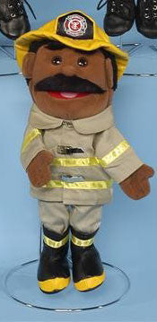 14" Fireman Puppet Black