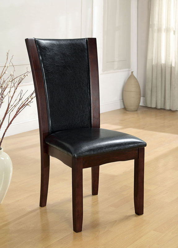 Furniture Of America Idf-3710sc Black Upholstered Leatherette Dining Chair (set Of 2)
