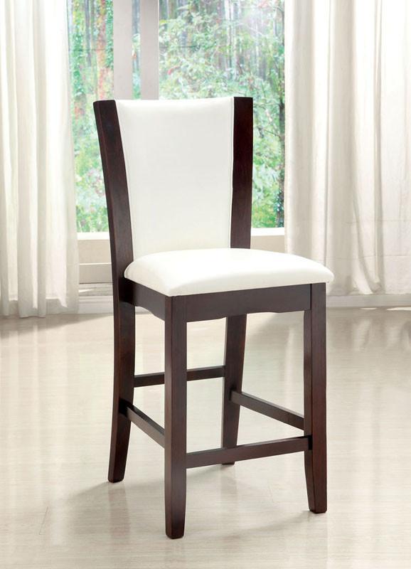 Furniture Of America Idf-3710wh-pc White Leatherette Hardwood Counter Height Chair (set Of 2)