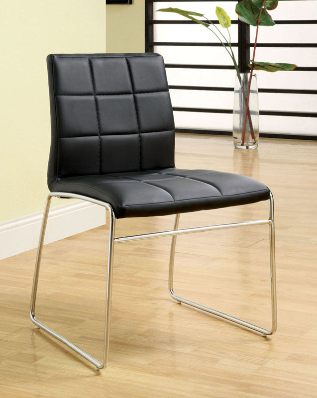 Furniture Of America Idf-8320bk-sc Dining Chair In Black Leatherette (set Of 2)