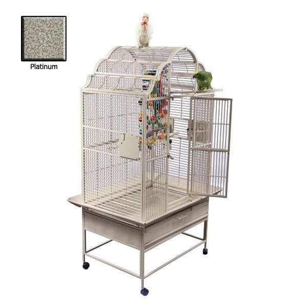 Victorian Scalloped Top Bird Cage- Platinum