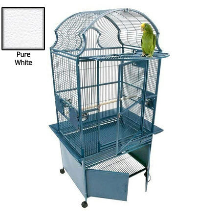 Small Fan Top Bird Cage - White