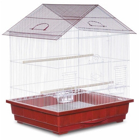 Offset Roof Parakeet Cage - Red