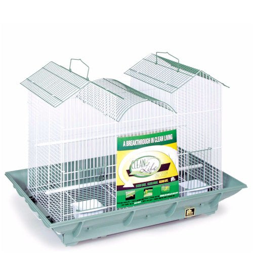 Clean Life Triple Roof Bird Cage - Green & White