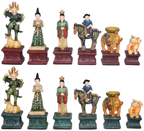 Fame 0058 Tang Dynasty Tri-colored Chess Set Pieces