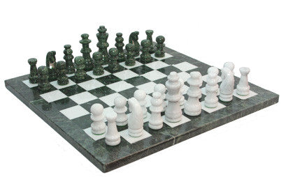 Fame 16" Green/white Marble Chess Set 390m