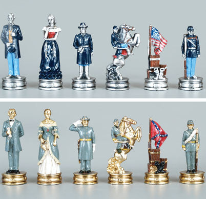 Fame 8425p Painted Pewter Civil War Chess Set Pieces Ii