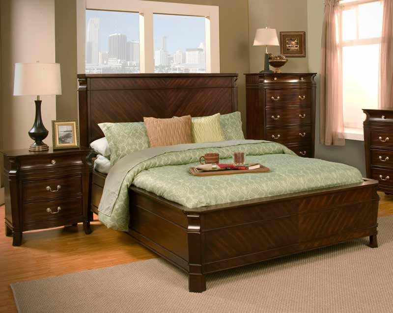 Alpine 9000-q 9000 Queen Panel Bed In Cherry