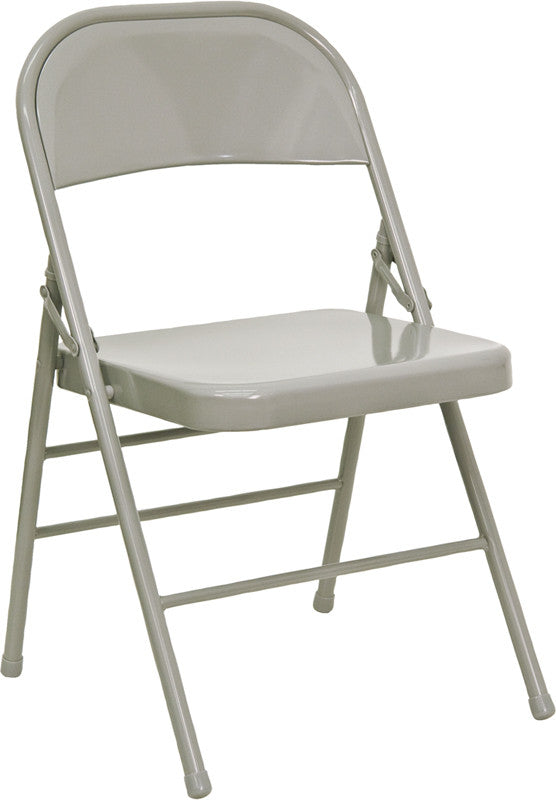 Hercules Series Triple Braced & Quad Hinged Gray Metal Folding Chair Hf3-mc-309as-gy-gg By Flash Furniture
