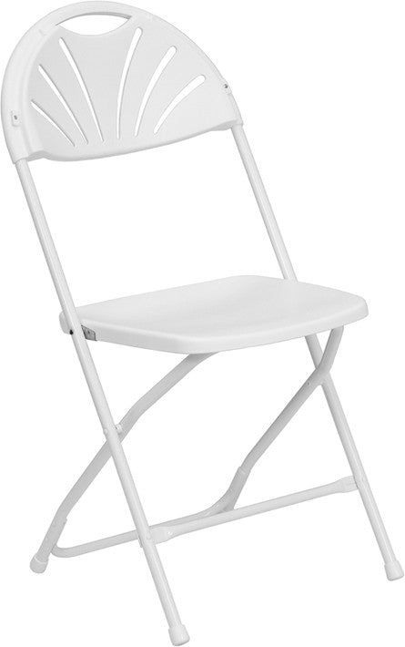 Hercules Series 800 Lb. Capacity White Plastic Fan Back Folding Chair Le-l-4-white-gg By Flash Furniture