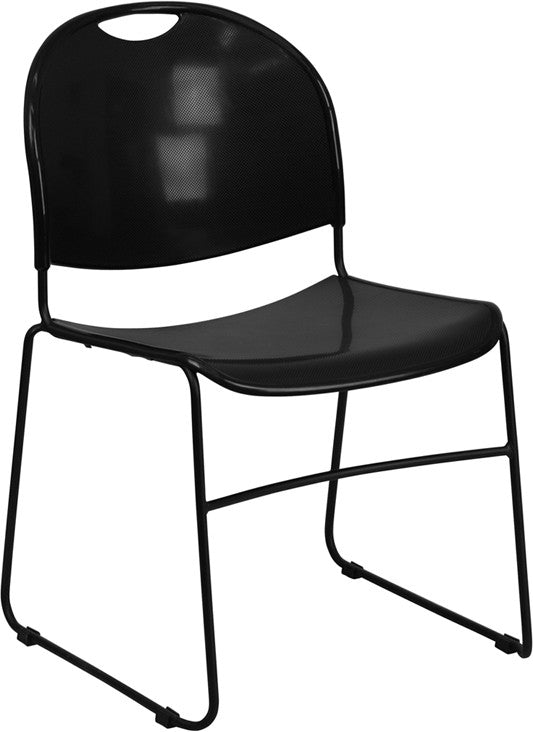 Hercules Series 880 Lb. Capacity Black High Density, Ultra Compact Stack Chair With Black Frame Rut-188-bk-gg By Flash Furniture