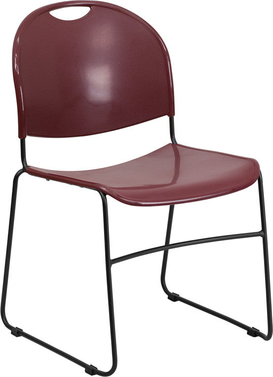 Hercules Series 880 Lb. Capacity Burgundy High Density, Ultra Compact Stack Chair With Black Frame Rut-188-by-gg By Flash Furniture