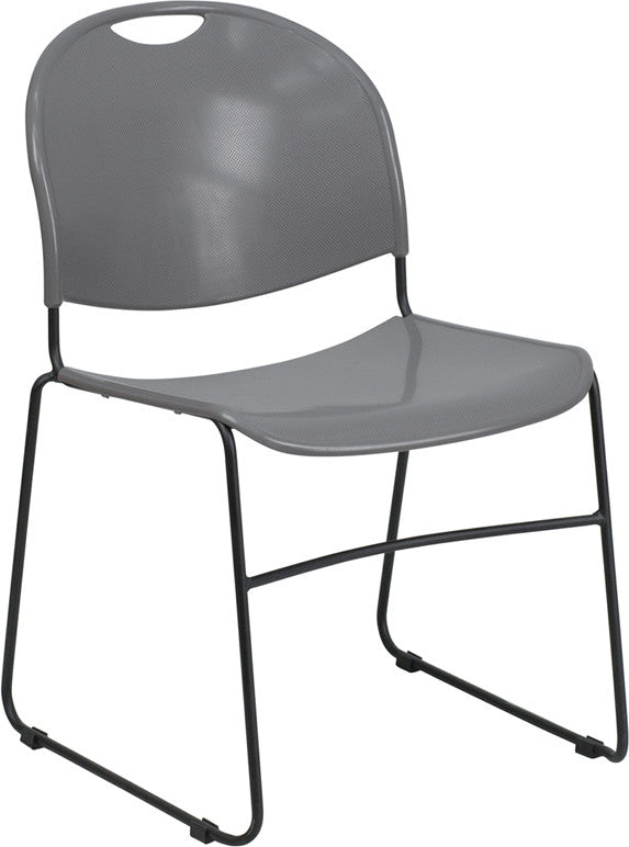Hercules Series 880 Lb. Capacity Gray High Density, Ultra Compact Stack Chair With Black Frame Rut-188-gy-gg By Flash Furniture