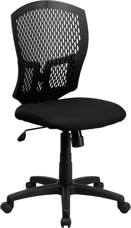 Flash Furniture Wl-3958syg-bk-gg Mid-back Designer Back Task Chair With Padded Fabric Seat