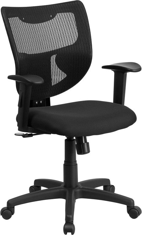 Flash Furniture Wl-f061syg-mf-a-gg Galaxy Mid-back Designer Back Task Chair With Adjustable Height Arms And Padded Fabric Seat