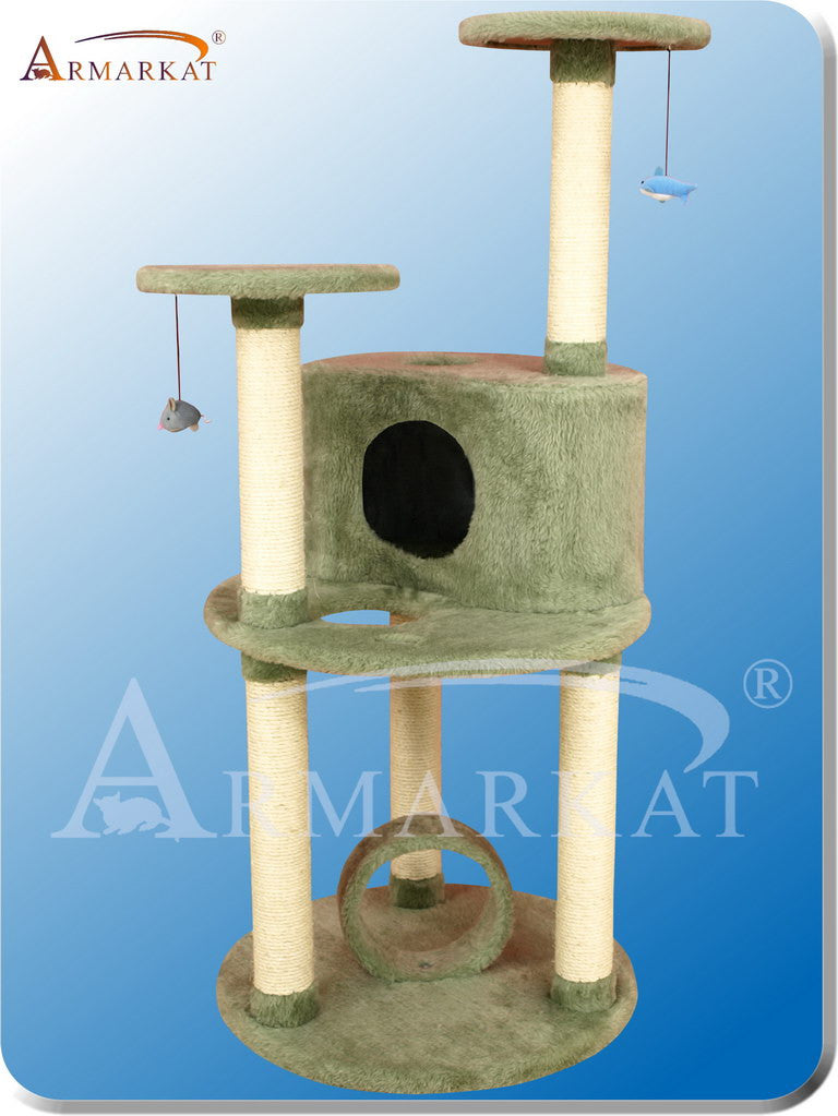 Armarkat X6001 Ultra-thick Faux Fur Pressed Wood 3.5" Diameter Post Cat Tree 33" L X 25" W X 60" H - Dark Seagreen