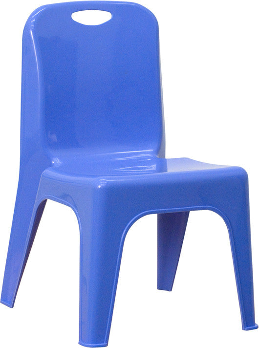 Blue Plastic Stackable School Chair With Carrying Handle And 11