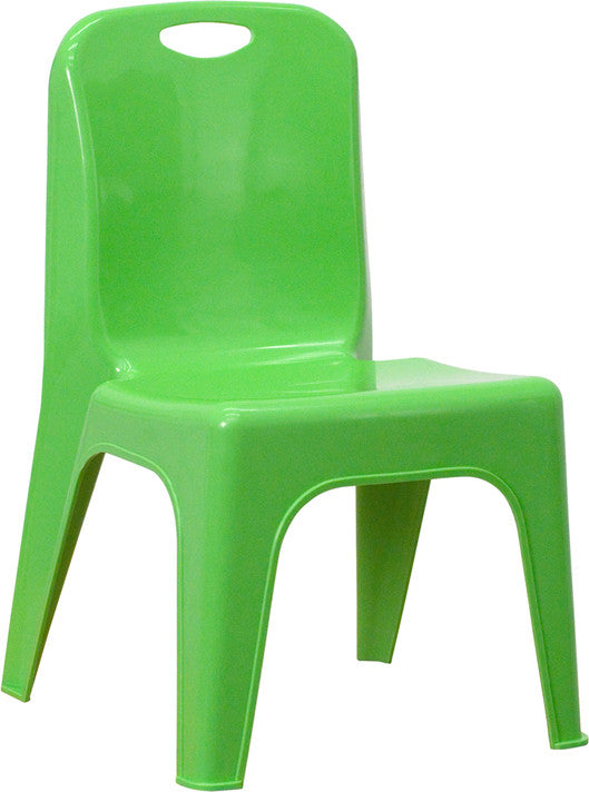 Green Plastic Stackable School Chair With Carrying Handle And 11