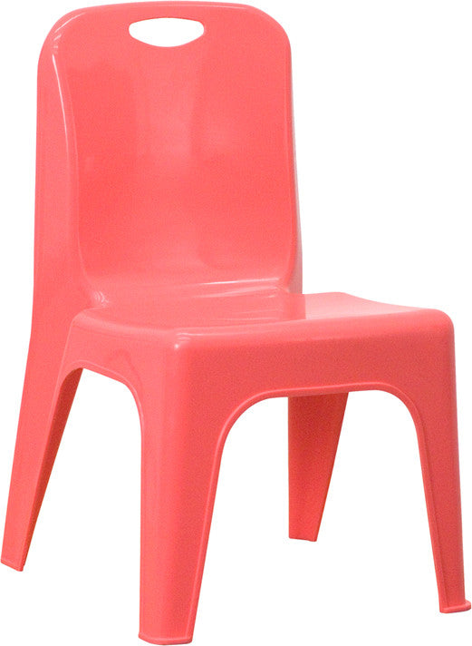 Red Plastic Stackable School Chair With Carrying Handle And 11