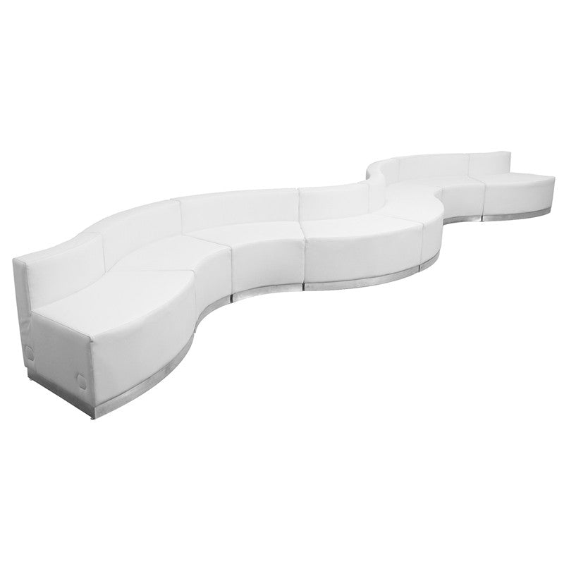 Flash Furniture Zb-803-430-set-wh-gg Hercules Alon Series White Leather Reception Configuration, 8 Pieces