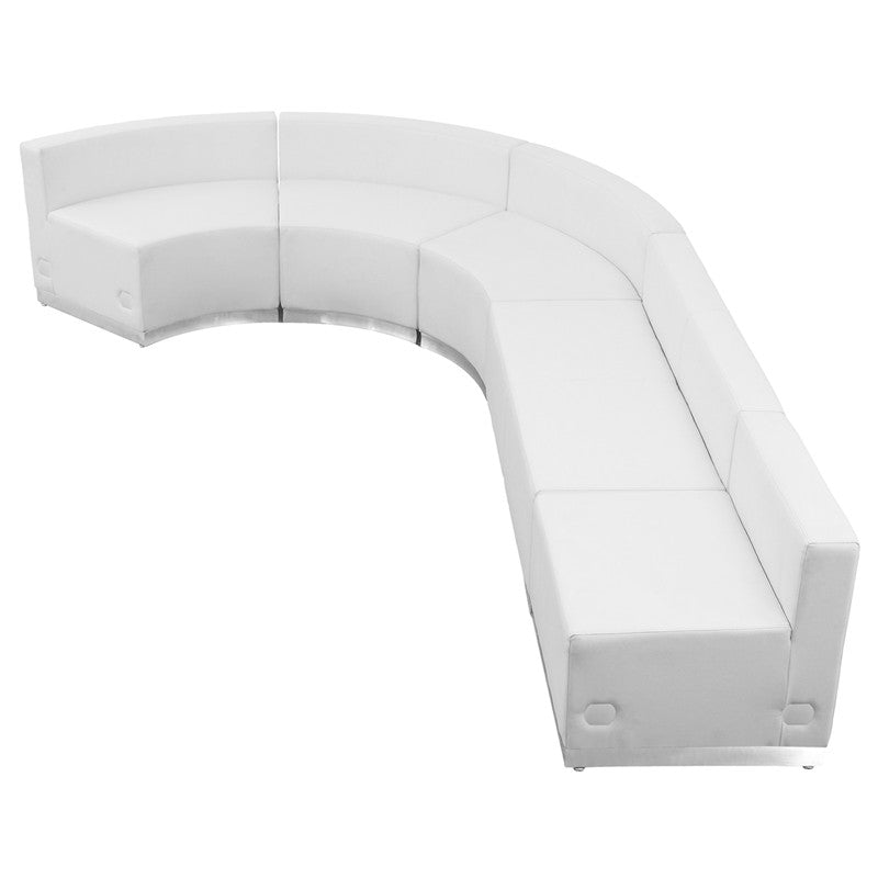 Flash Furniture Zb-803-470-set-wh-gg Hercules Alon Series White Leather Reception Configuration, 5 Pieces