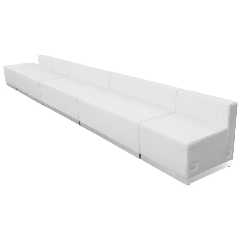 Flash Furniture Zb-803-490-set-wh-gg Hercules Alon Series White Leather Reception Configuration, 6 Pieces