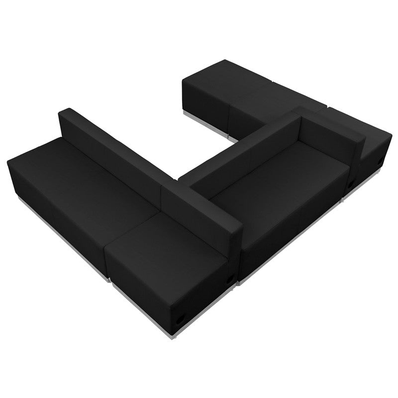 Flash Furniture Zb-803-510-set-bk-gg Hercules Alon Series Black Leather Reception Configuration, 6 Pieces
